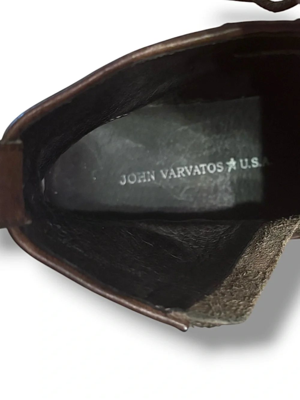 JOHN VARVATOS Brown Leather Boots Barrett Side Zip Lace up  display picture 2